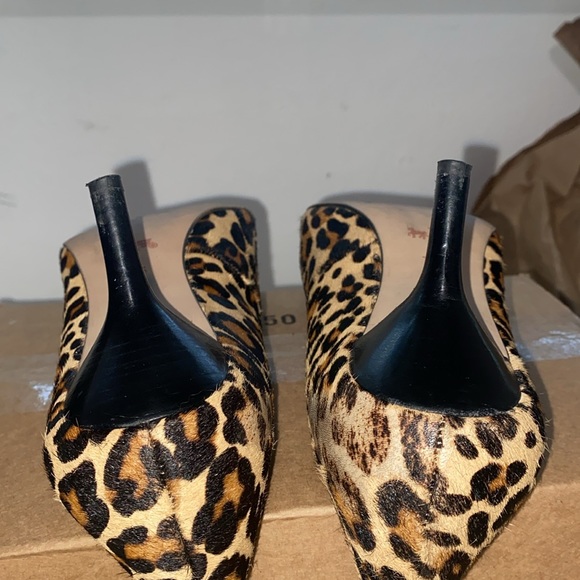 Coach Zan Leopard Print Calf Hair Pump Pointed Toe Heel Black Leather Sz 7.5 US - Picture 16 of 16